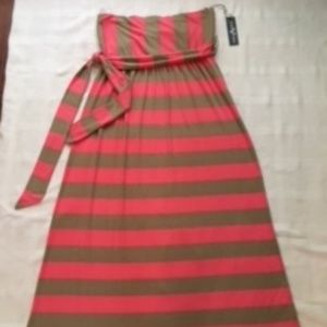 New Striped Belted Maxi Dress